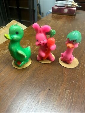 3 Vintage Gurley Easter Duck, bunny